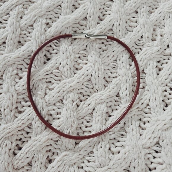 NEW- Mexican-Made Faux Leather Western Chocker necklace w stainless stee… - Picture 4 of 5